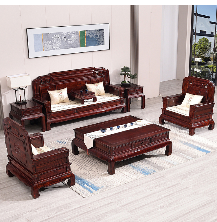 品木客红木家具印尼黑酸枝学名阔叶黄檀新中式沙发组合实木古典客厅