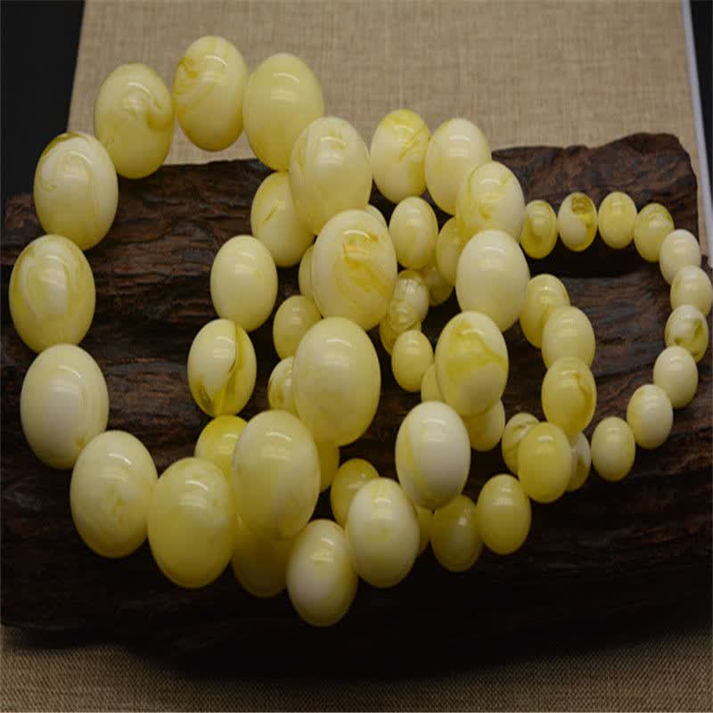 蜜手串男女款圆珠二代老蜜蜡手链佛珠百花蜜念珠文玩琥珀 白花蜜手串