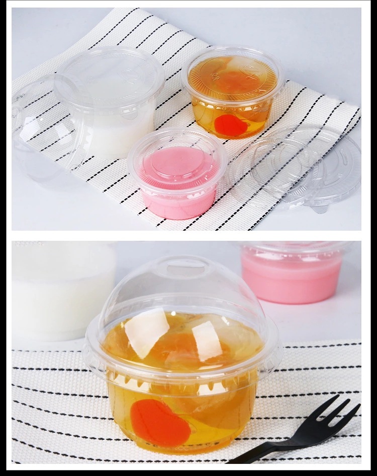 一次性布丁杯果冻慕斯杯透明圆形汤杯带盖打包汤碗双皮奶酸奶 250/300