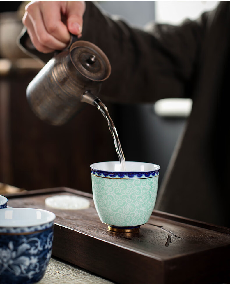 古笙记 青花瓷陶瓷茶杯单杯家用品茗杯大号主人杯景德镇中式古典复古