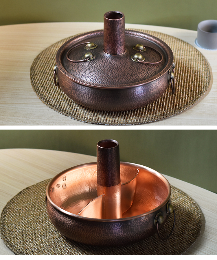 舒唯斯铜火锅电磁炉纯紫铜加厚饭店家用仿古涮羊肉老式火锅手工鸳鸯铜