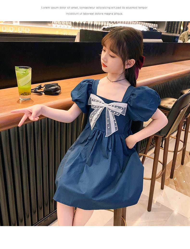 小女孩裙子夏天女童中大童夏装连衣裙凉快韩版新款女孩蝴蝶结裙子在逃
