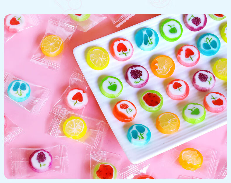 巢浩年货过年圣诞节糖果切片糖手工糖混合水果味喜糖散装小零食糖500g