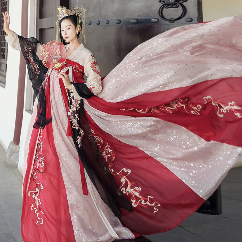 齐胸襦裙龙母汉服女学生古装超仙夜弦歌改良日常抖音正版刺绣齐胸襦裙