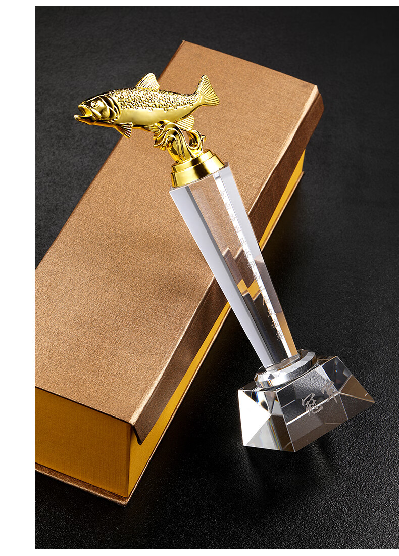 长闪 钓鱼奖杯定制水晶垂钓比赛黑坑海钓能手钓鱼杯刻字创意纪念品