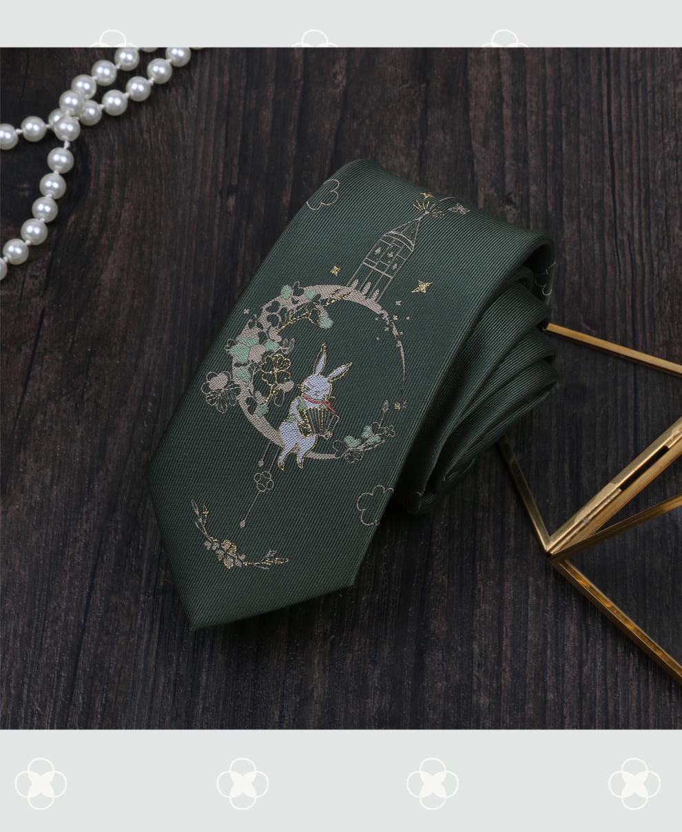 创意设计jk领带dk男女烫金兔子个性学生配饰小物 梦兔手打领带 黑色