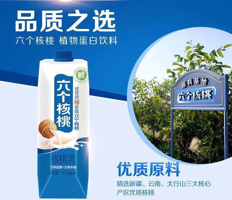 六个核桃1l学生营养早餐奶核桃乳植物蛋白饮料大瓶六个核桃大瓶1000ml