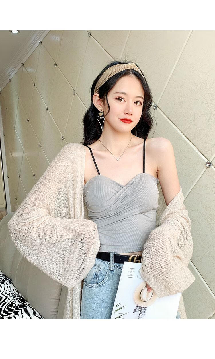 性感吊带性感吊带小背心女外穿修身短款抹胸内搭领打底上衣白色红色大