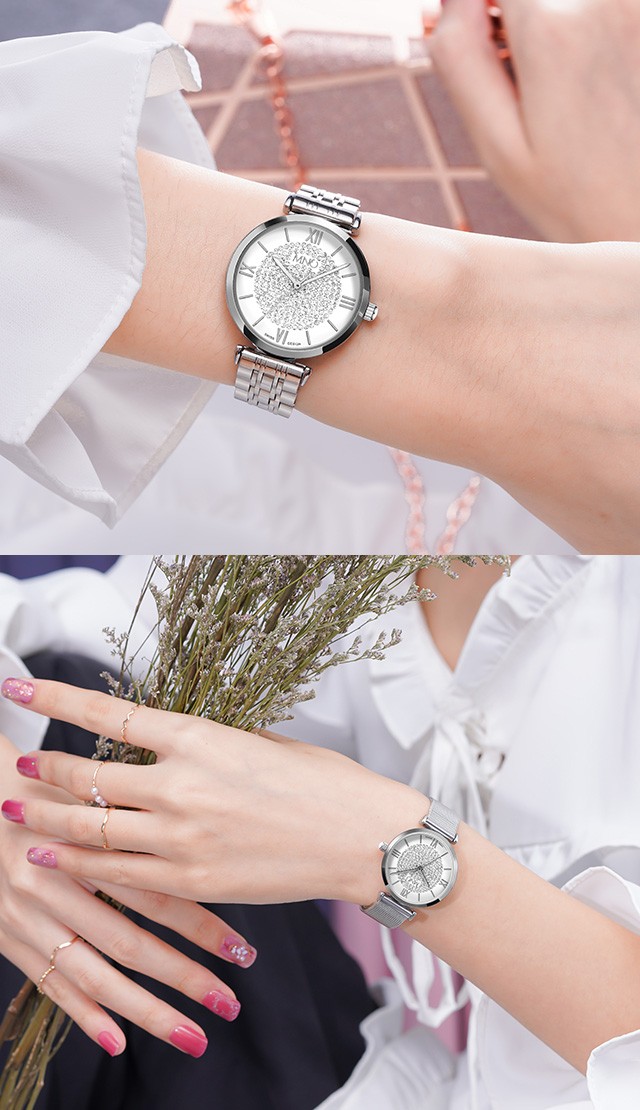 mno梦梭满天星女士手表轻奢休闲小巧百搭石英女表网红抖音同款高中生