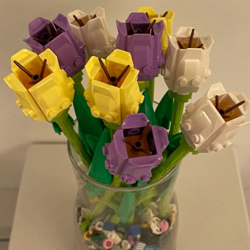 乐高lego郁金香积木花毕业礼物室内拼插摆件益智手工diy情侣礼物