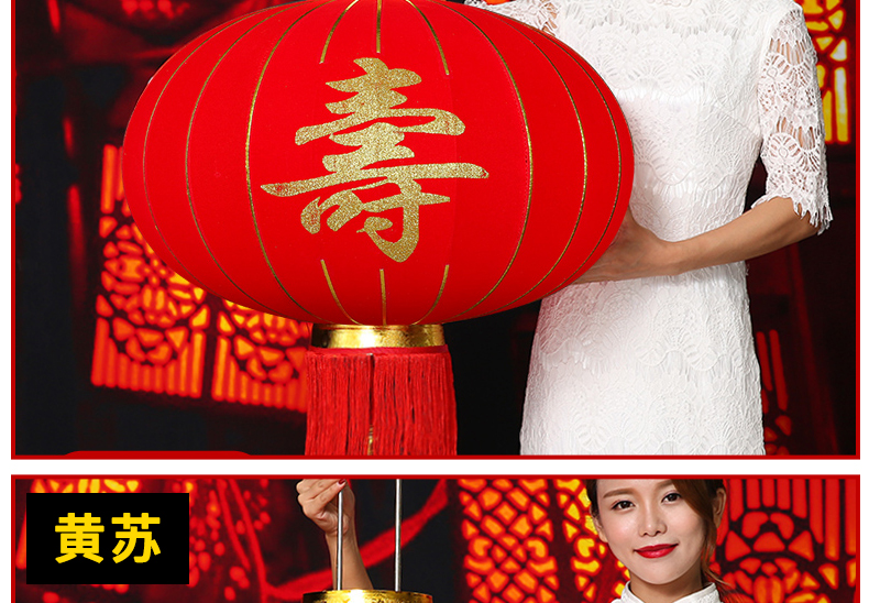 绒布大红灯笼过寿灯笼装饰挂件寿字灯笼生日祝寿贺寿过寿装饰用品一对