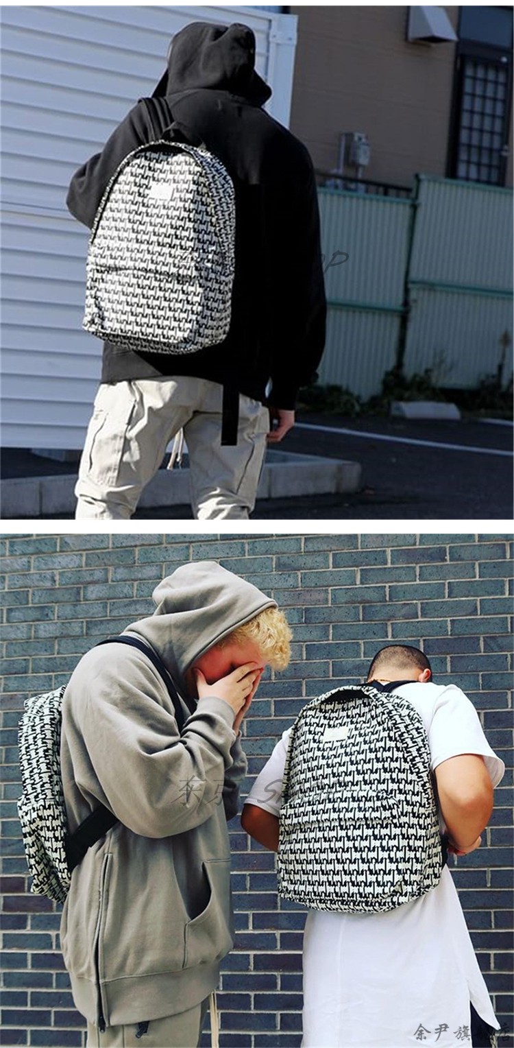 fog满印书包fog双肩包书包情侣复线ins潮流满印学生of背包皮质男女