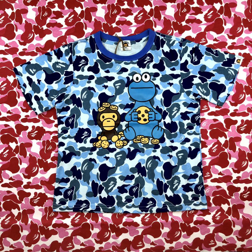 bape bape milo童装夏季ins猿人头男女儿童纯棉y2k辣妹风短袖t恤 白色