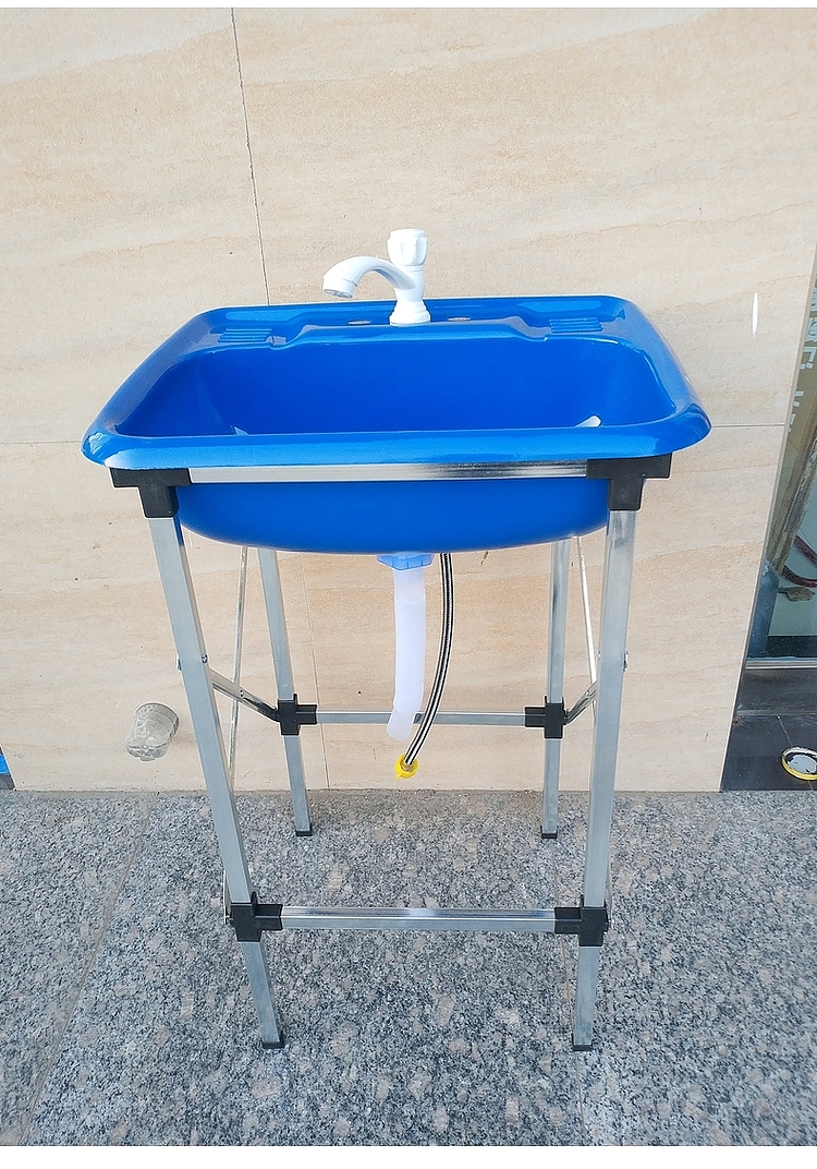 塑料简易洗手盆出租房洗脸盆工地简单带支架临时装修洗手池洗菜盆