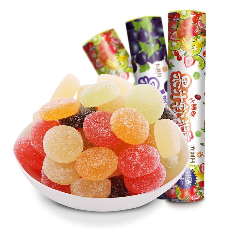 【官方旗舰】果汁软糖磨砂糖 q糖水果糖爆浆糖什锦味混合口味零食