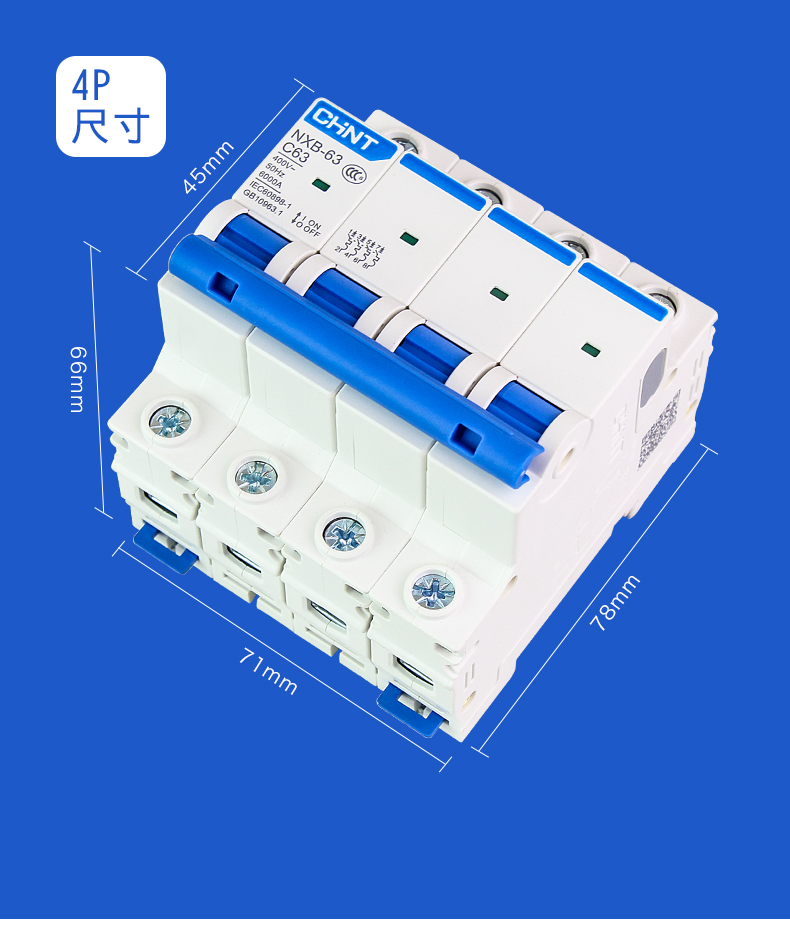 定制正泰nxb空气开关63a2p空开小型断路器 1p总开3p4p1632a100a 63a2p