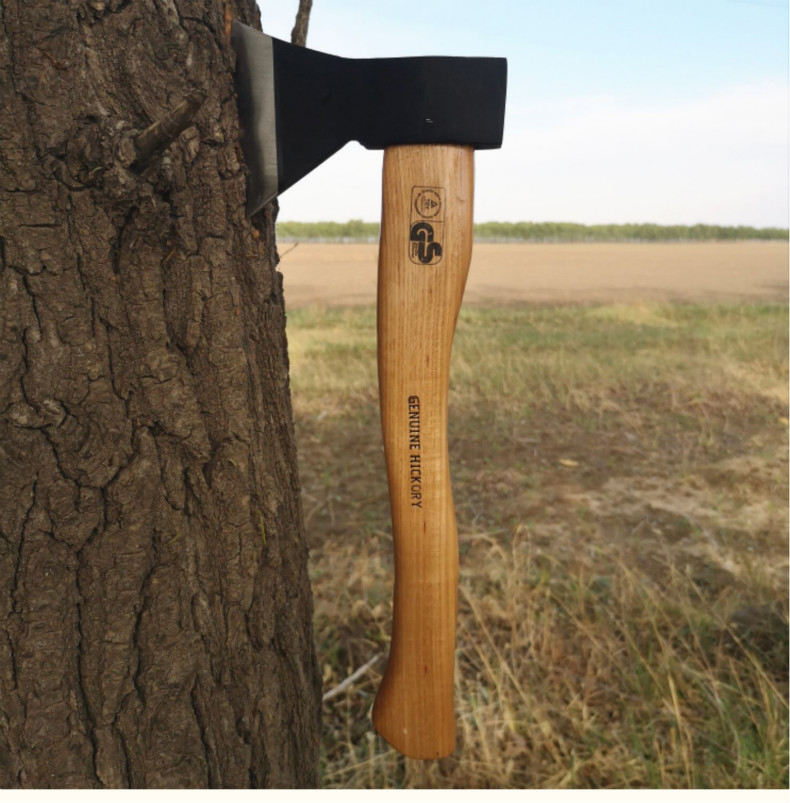 德式手斧斧头野营斧户外斧劈柴斧伐木斧木工匠斧短柄斧斧子山胡桃木柄