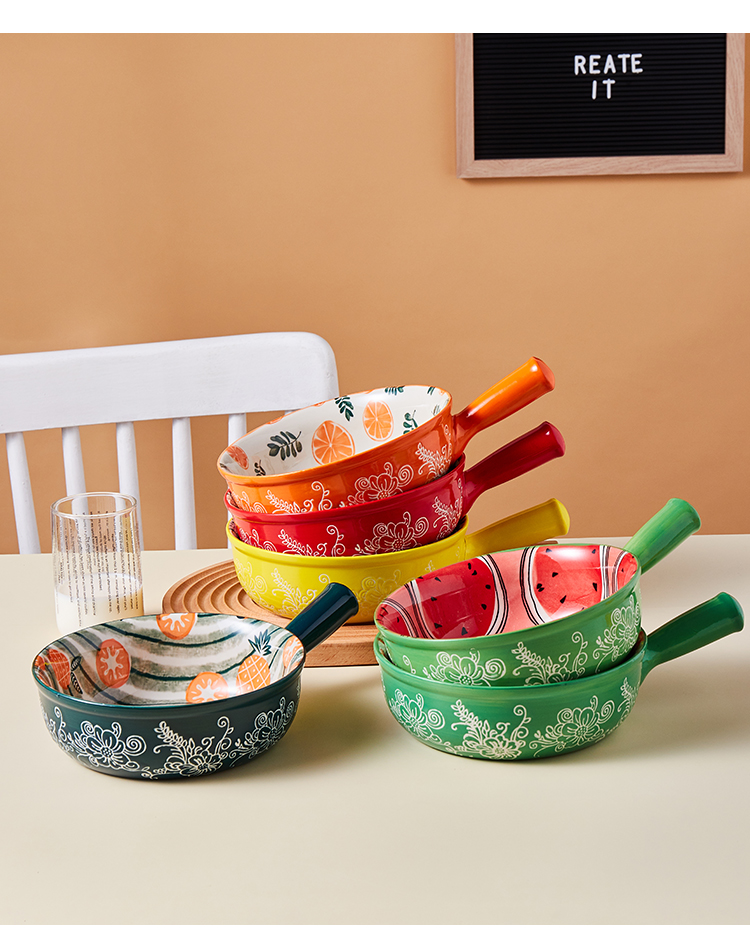 吉泰儿 带把小碗日式带把的碗有手柄单柄碗北欧陶瓷手柄碗创意个性