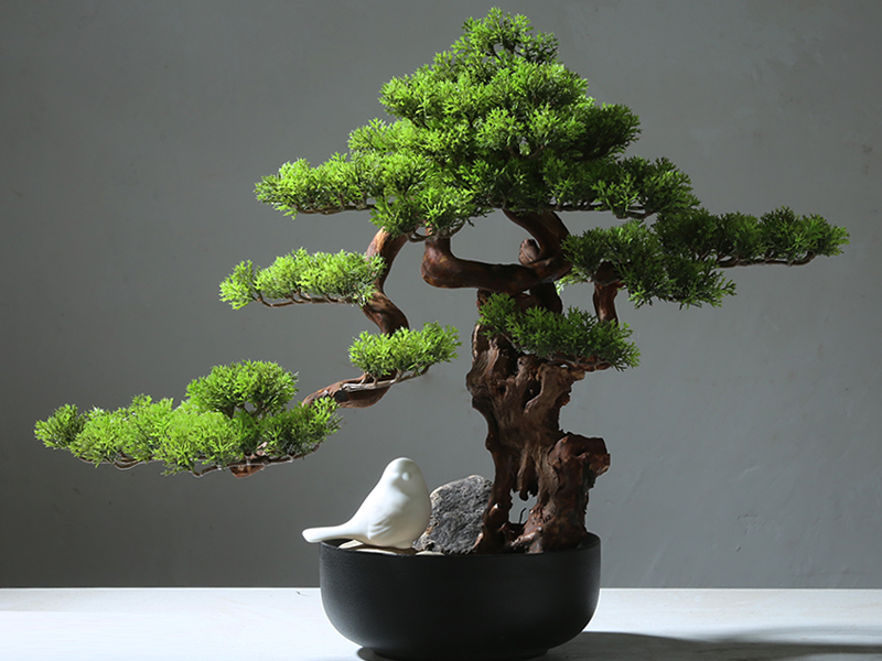 一木代传 新中式仿真迎客松盆景摆件假树松树绿植客厅酒店家居玄关