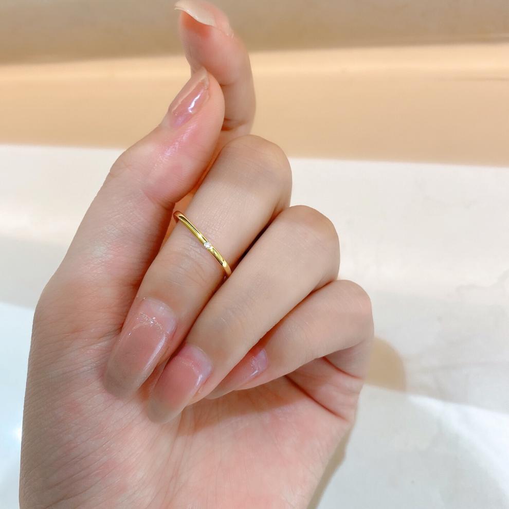 ck施华洛世奇锆原创小方戒指不掉色镀18小方戒指抖音小红书同款简约