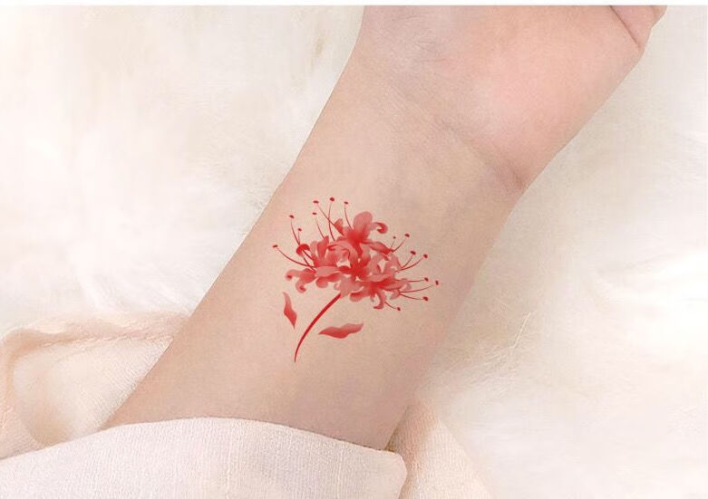 熹卡龙新品纹身贴半永久彼岸花纹身贴曼珠沙华防水女仿真小清新可爱