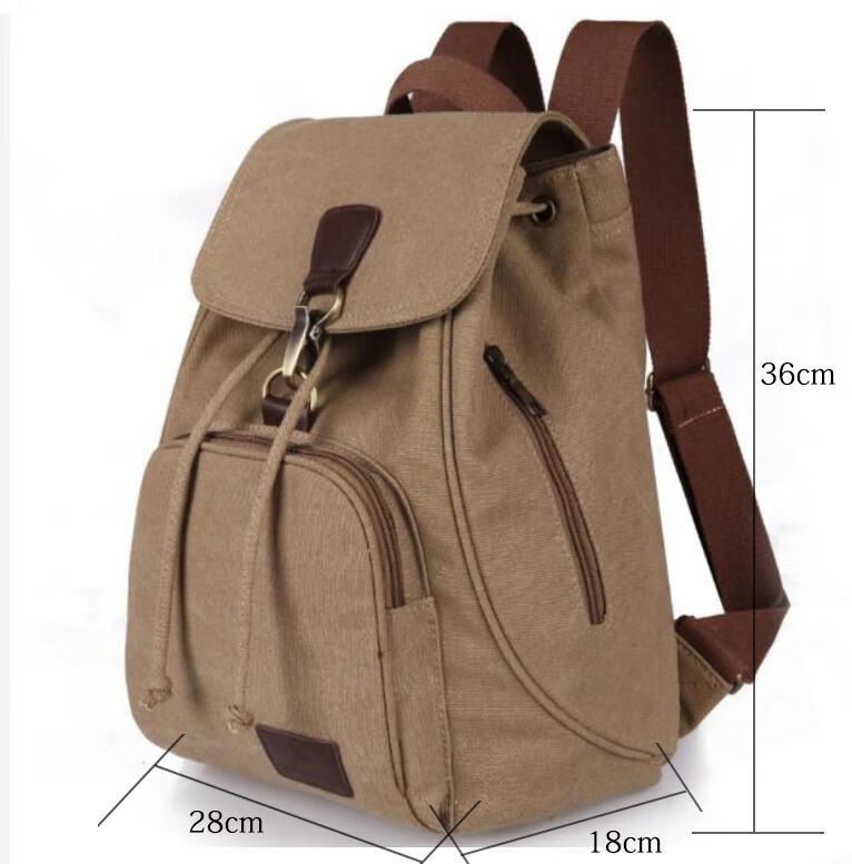 帆布双肩背包女生休闲背包旅游小号双肩包女式帆布背包布艺包咖啡