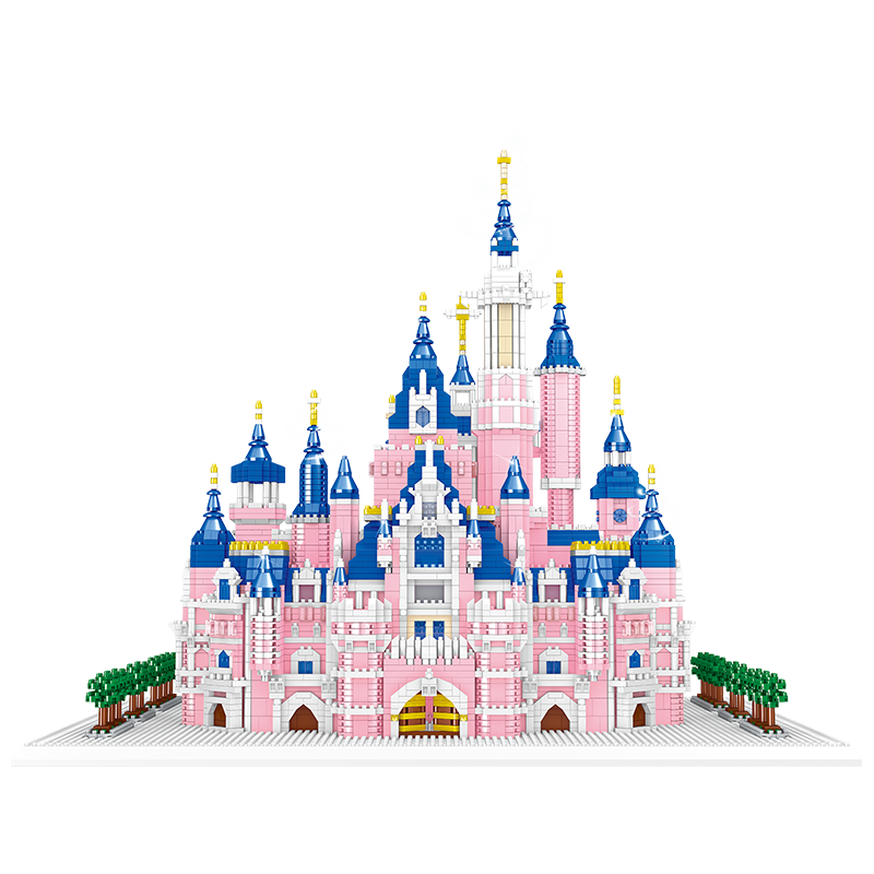 乐子哲高积木粉色城堡迪士尼玩具摆件成人高难度模型拼搭拼插立体拼图