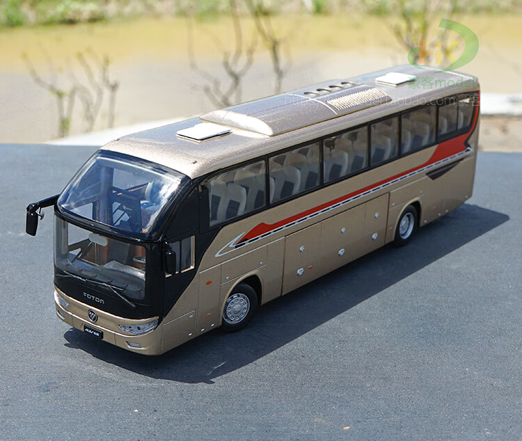 136福田欧辉6122旅游巴士仿真合金客车模型灯光版仿真汽车摆件福田