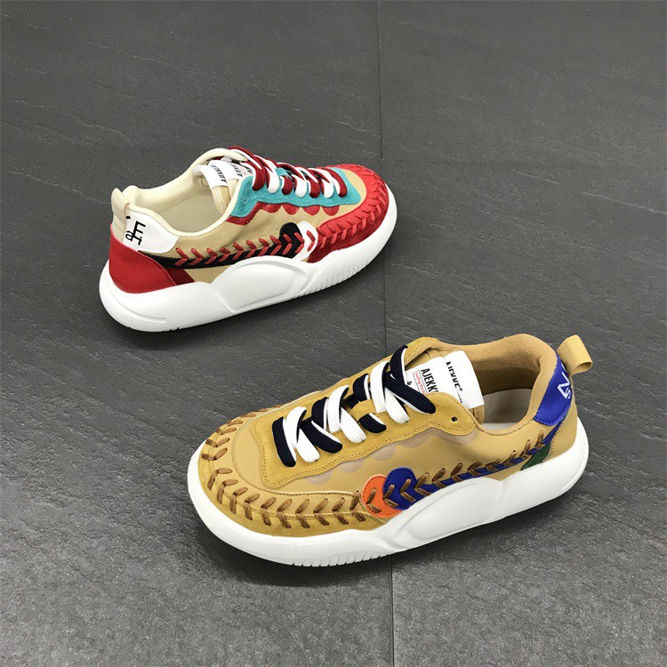 小丑鞋春季新款低帮皮面轻质休闲软底小丑憨憨面包大头松糕鞋男网红