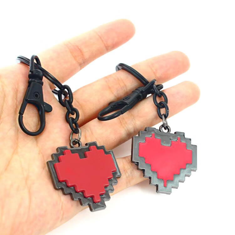 传说之下周边决心灵魂像素红色心形吊坠项链钥匙扣 包挂件 扣针_ 传说