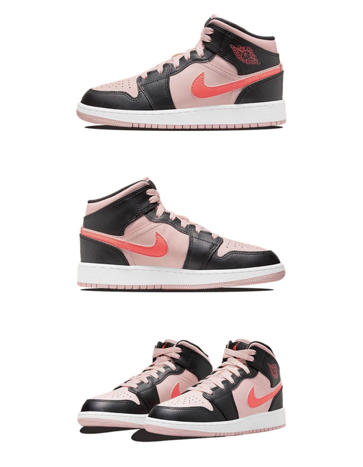 色粉aj公司级中帮篮球鞋女款时尚潮流校园百搭休闲鞋聨名同款 aj1黑粉