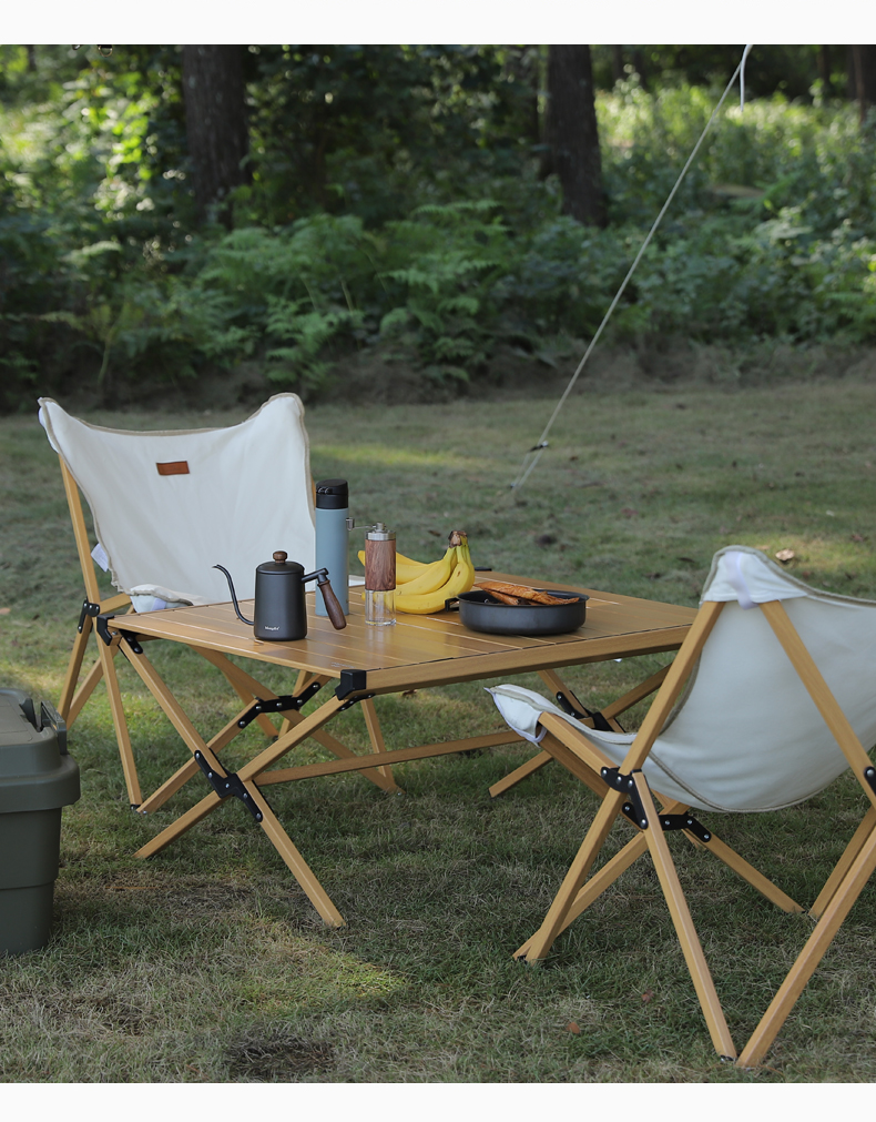 sunnyfeel山扉折叠桌便携式铝合金户外蛋卷桌露营装备野餐桌椅子套装