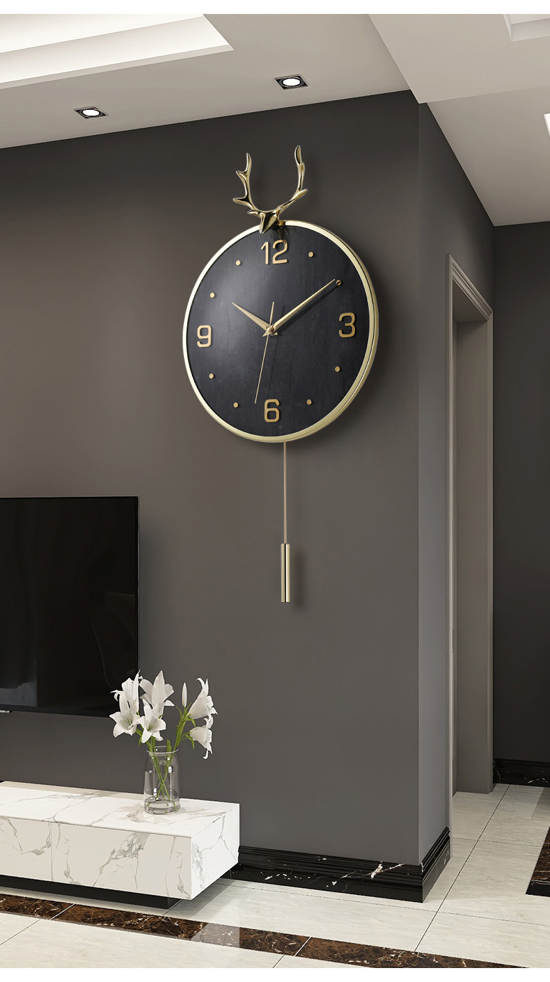 禾万瑞北欧轻奢客厅挂钟简约现代钟表网红创意挂墙家用大气石英装饰