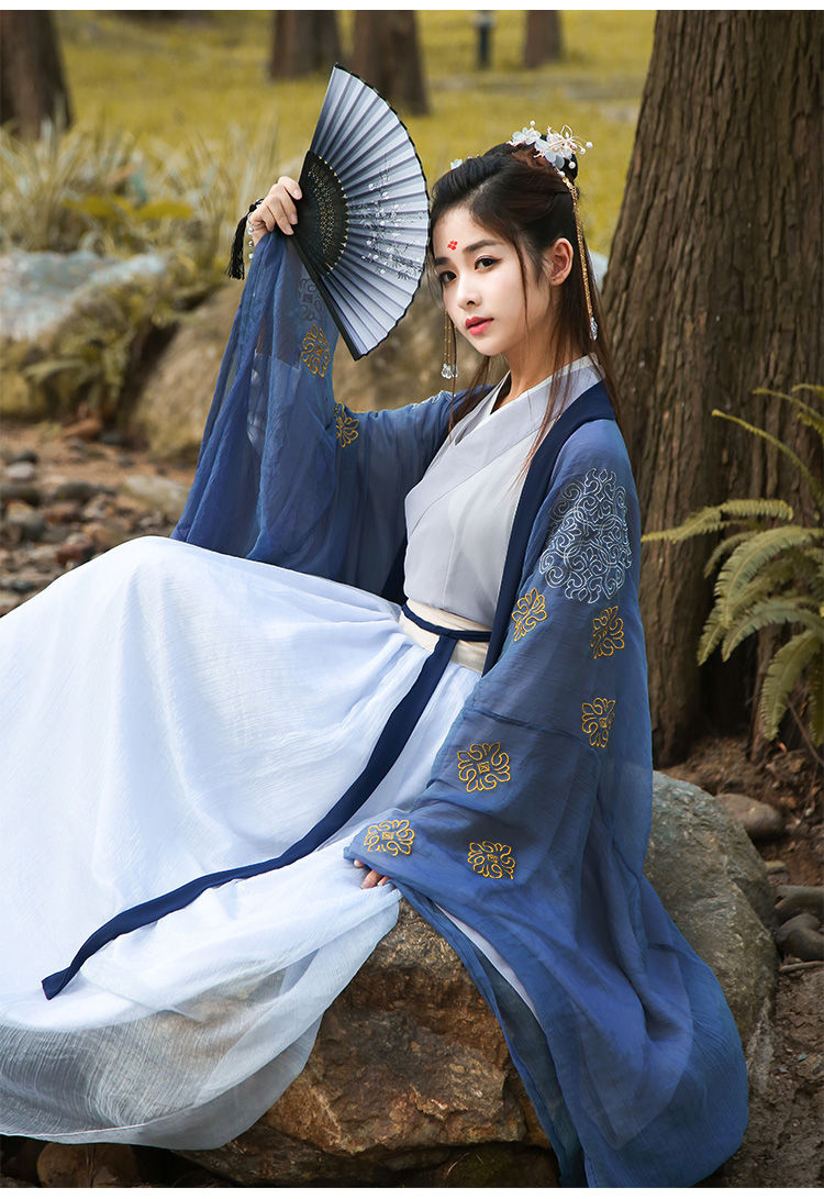 maycaur 汉服衣服套装女学生齐胸齐腰九尾古装长款凤栖汉服便宜仙女裙