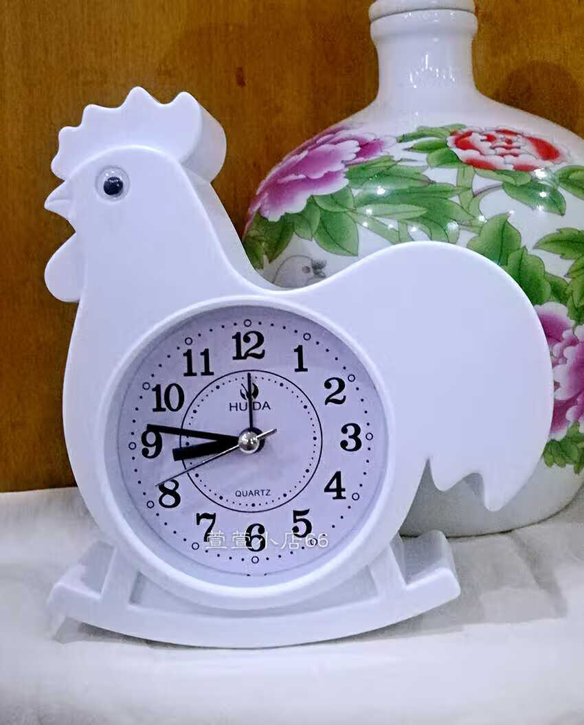 公鸡闹钟大公鸡闹钟个性时尚创意儿童可爱卡通简约钟表小鸡桌摆闹表