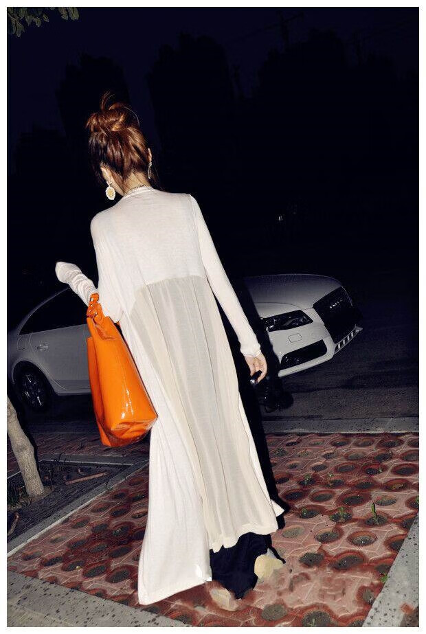 纱衣女外套沙衣披风黑纱纺纱早秋薄纱外搭披肩女时尚中长款潮流春秋女