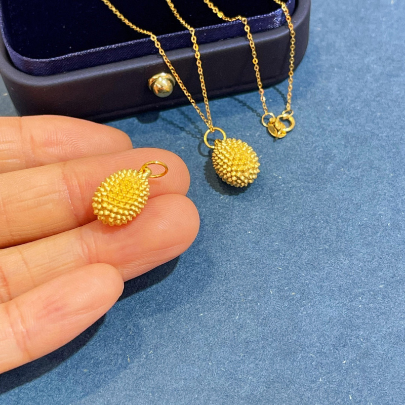 京越隆珠宝 黄金榴莲吊坠999足金坠子金榴莲项链锁骨链七夕情人节送