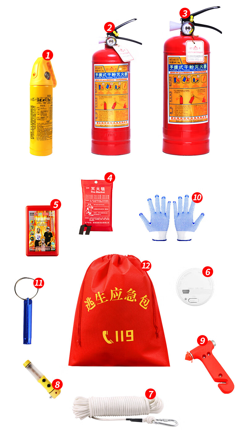 消防应急包套装消防四件套出租房屋家用家庭宾馆灭火器逃生应急包消防