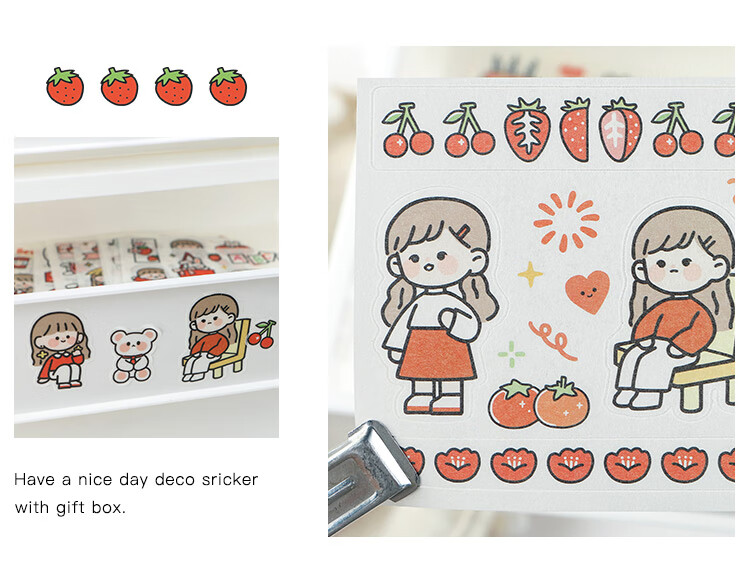 手帐贴纸一本 手账贴纸册套装100张可爱卡通少女心手帐人物装饰小图案