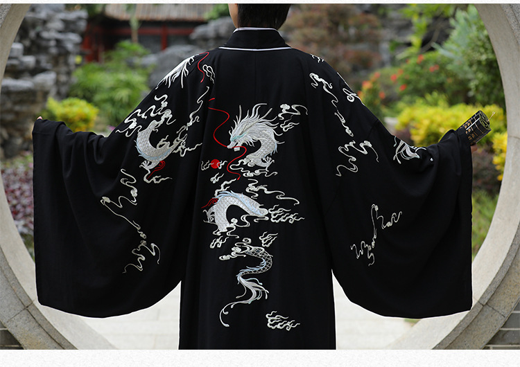 汉服原创大码古装传统汉服男龙纹刺绣中国风武侠演出服日常班服团服春