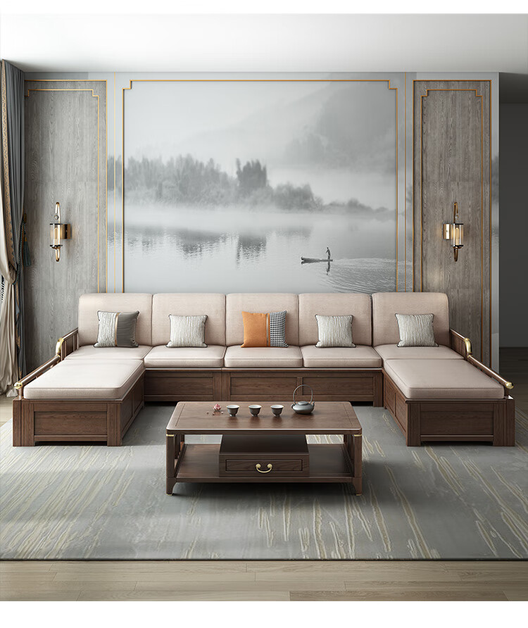 白蜡木沙发新中式冬夏两用实木沙发现代简约客厅小户型白蜡木储物转角