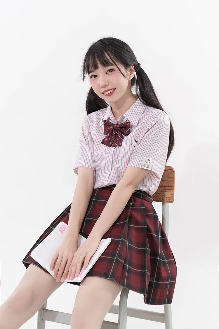 梗豆物语三丽鸥凯蒂猫联名甜美jk制服条纹衬衫凯蒂猫条纹衬衫m