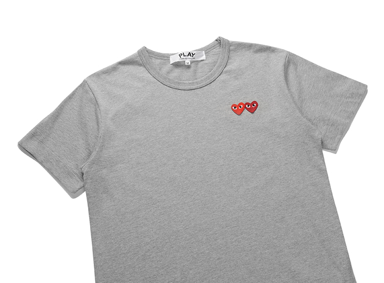 川久白色保玲cdg保玲t恤女play经典款双心刺绣爱心情侣短袖男白色双心