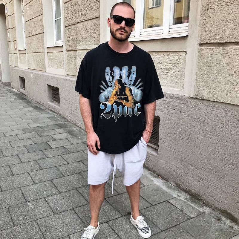 汤米伍德fogfearofgod2pac人像小众潮牌高街宽松男女情侣同款短袖t恤