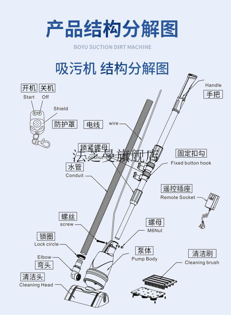 吸鱼池粪便神器博宇鱼池吸污机清洗吸粪器景观水池水下吸尘器吸淤泥