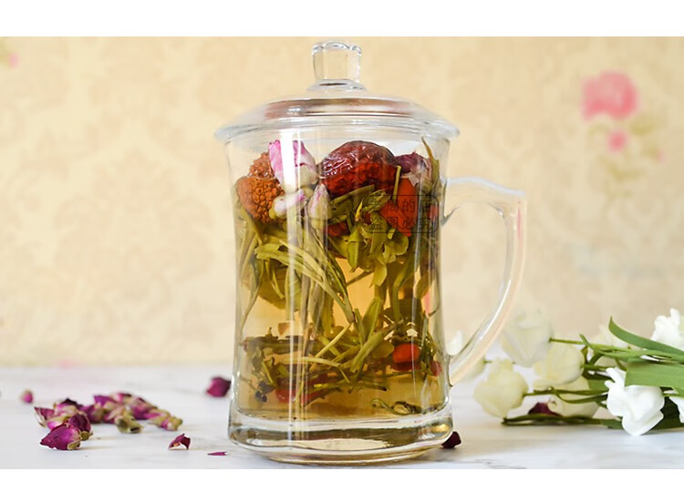 三炮台兰州特产40g高品质玻璃杯三泡台玫瑰八宝茶玉海三泡台惠维三泡