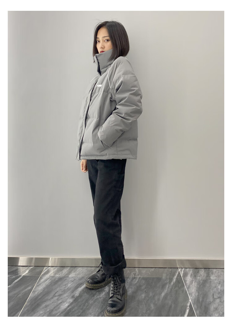 莫代尔 羽绒服女短款白鸭绒2020年新款情侣加厚外套冬季ph2053 灰色 l