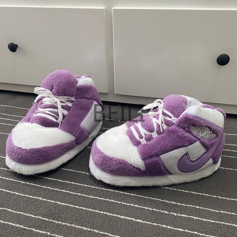 beili国潮百搭2022a锥恶搞棉拖鞋网红冬季胖胖椰子棉鞋防滑加厚毛毛鞋