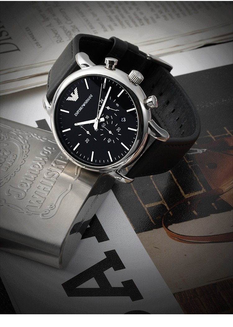 【未使用】阿玛尼(emporio armani)手表欧美简约黑武士大气黑盘石英