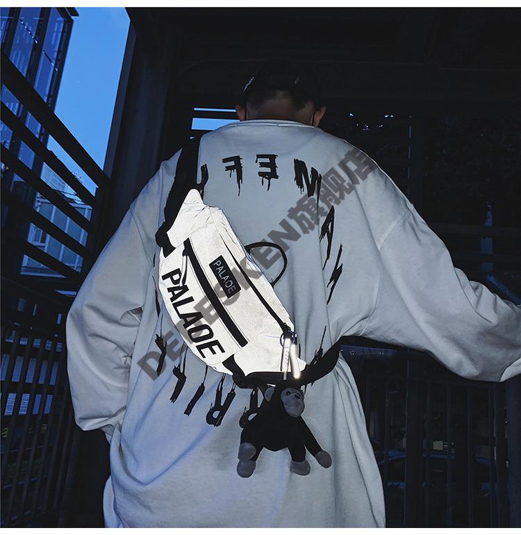 小背包男士反光胸包嘻哈单肩男学生腰生日礼物男女抖音快手网红同款